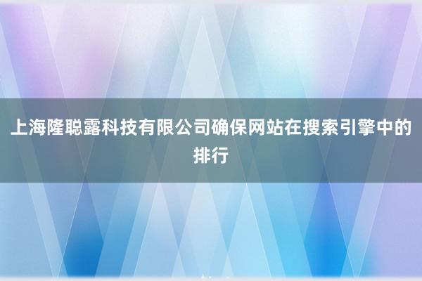 上海隆聪露科技有限公司确保网站在搜索引擎中的排行